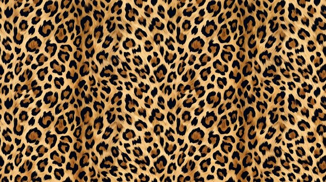Leopard print seamless pattern wild animal fur texture black and brown spots on beige background for fashion and design projects
