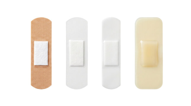 Collection of Various Medical Adhesive Bandages and First Aid Plasters Isolated Cutout Design Element
