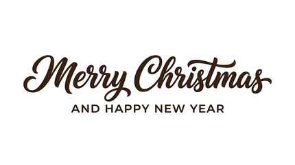 Merry Christmas and Happy New Year calligraphy text on white