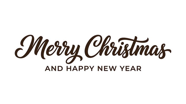 Merry Christmas and Happy New Year calligraphy text on white