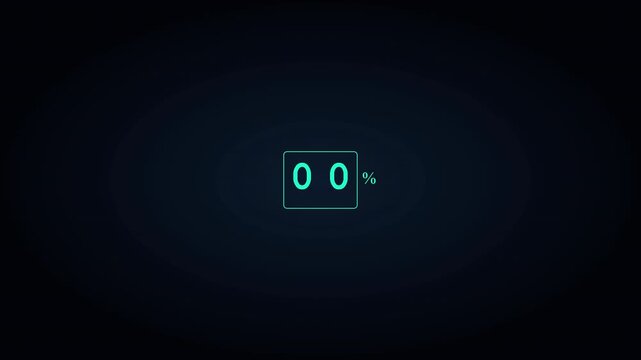Futuristic cyber odometer with glowing teal percentage counters on a dark digital interface