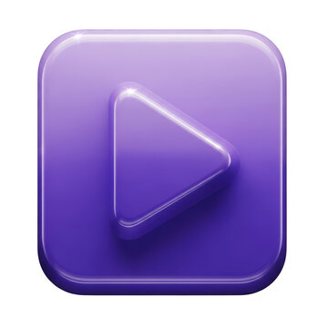 Modern purple play button icon with a sleek geometric design