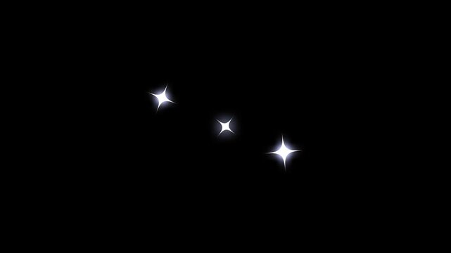 White glowing star sparkle with circle shape. blinking retro vector starstwinkle movement timeline, energy explosion video. black screen background 4k video.