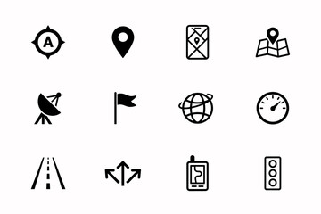Fototapeta premium Set of navigation and map icons