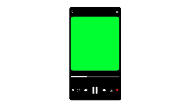 vertical music player progress bar template on transparent background, Audio music playback UI moving with track, audio music player interface with album placeholder screen. media player overlay in 4k