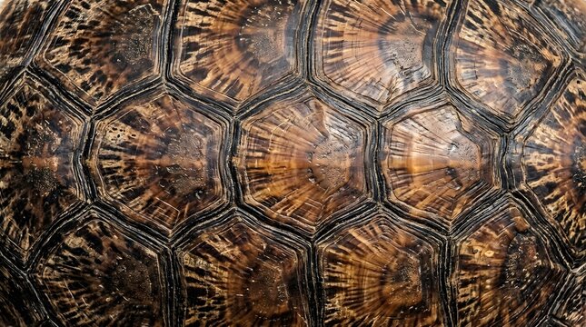 macro shot of brown and black tortoise shell pattern background with natural organic shapes and textures for wildlife design