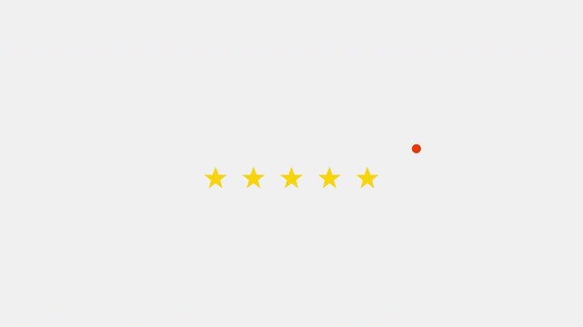Minimalist animation of a red ball bouncing to fill star rating icons for customer feedback