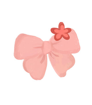 Pink bow with flower design,Bow design,flower design pink ribbon bow