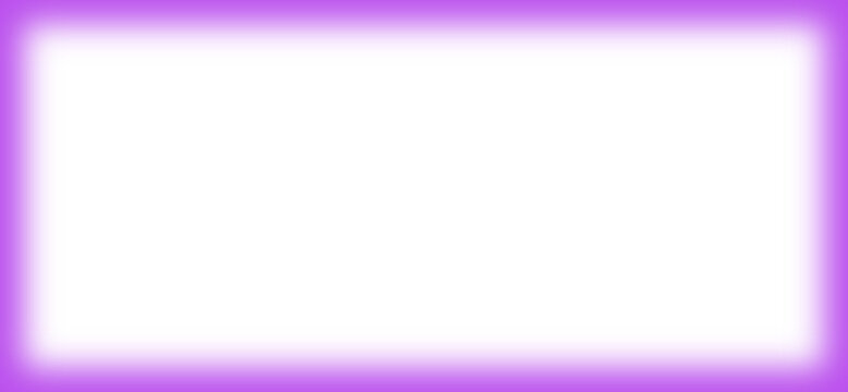 Soft purple shadow rectangle frame isolated on transparent background. Realistic blurred edges create a minimal vignette border with smooth depth and focus. Elegant neon overlay for modern design.