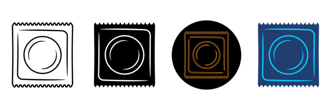 Set of condom package icons Vector