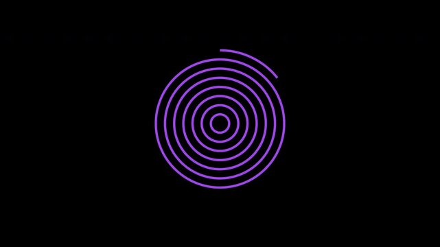 Purple concentric rings expanding and blooming in a symmetrical pattern on black background