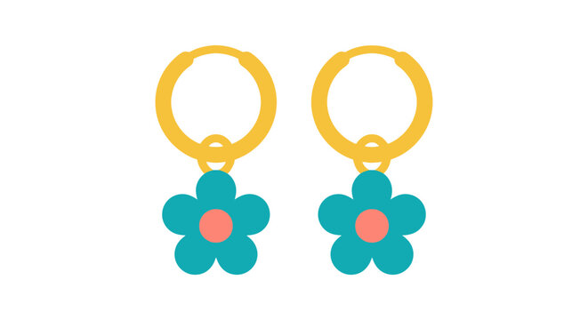 Floral dangle earrings are displayed as a flat vector illustration on a white background