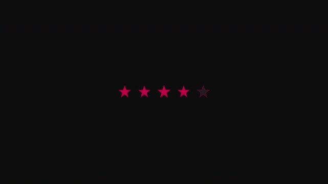 Red magnetic pulse stars animation showing rating levels from one to five stars on black
