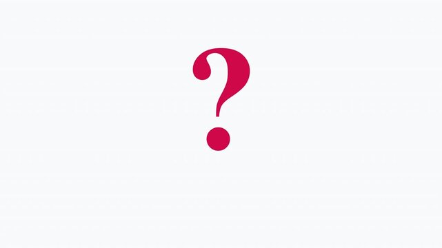 Red question marks bouncing with a jelly wobble effect on a white background
