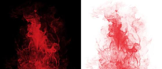 Intense red fire column on transparent background for action scenes and emergency themed designs. © Amir