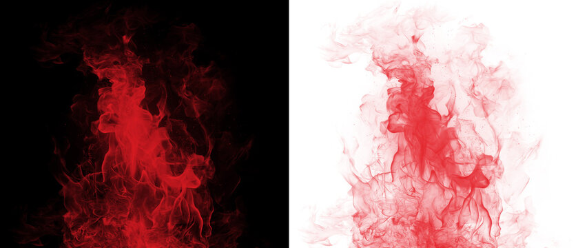 Intense red fire column on transparent background for action scenes and emergency themed designs.
