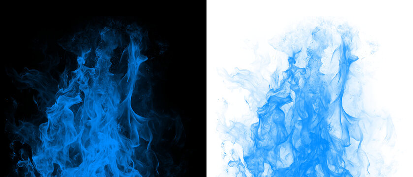 Mystical blue fire energy trail on transparent background for cinematic special effects and branding.