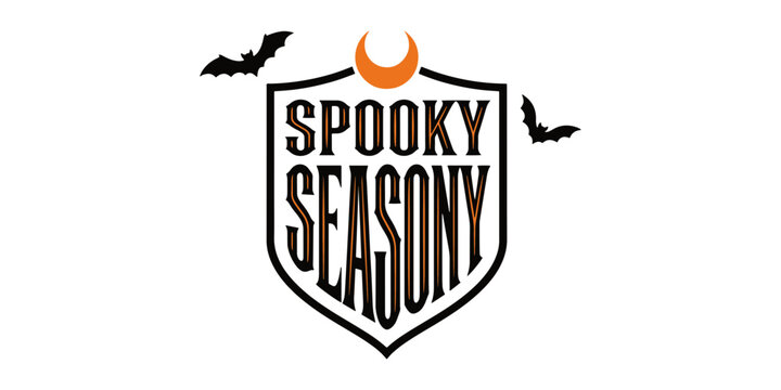 Spooky season halloween pumpkin and bat silhouette autumn