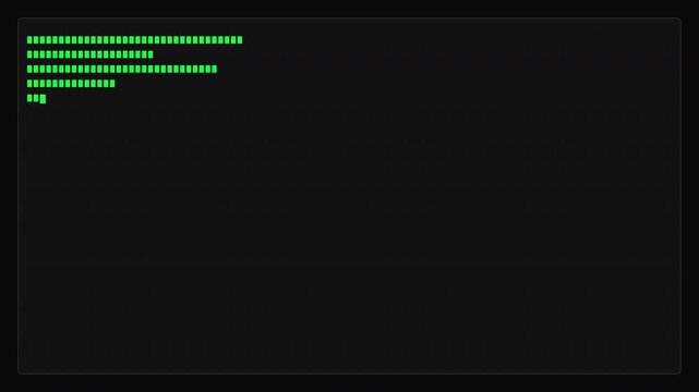 Retro green monochrome computer terminal screen with typing text on a black background
