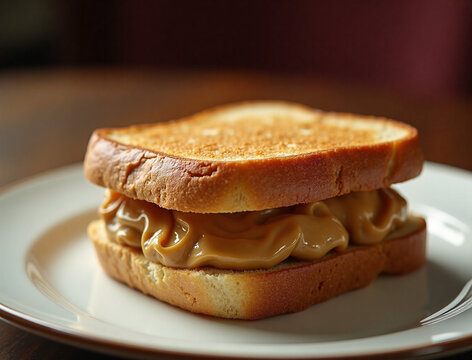 toasted bread with peanut butter. peanut butter sandwich
