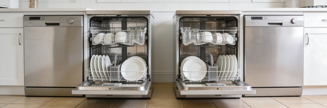 Dishwashers and dish dryers in a home kitchen.