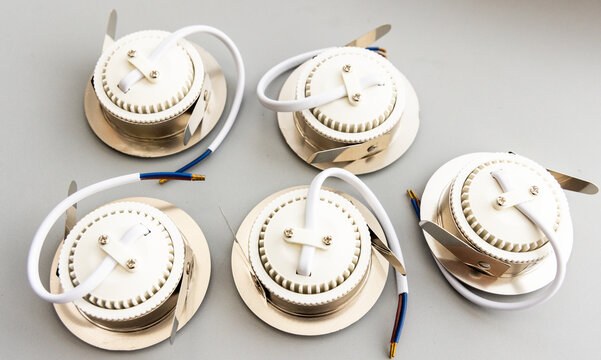 Five LED Recessed Downlights with Wires for Ceiling Installation