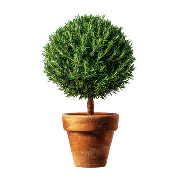 decorative rosemary topiary tree cutout isolated illustration on transparent background