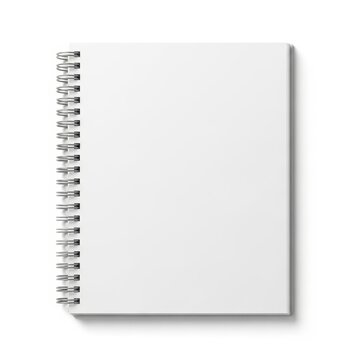 Blank spiral notebook isolated on white background