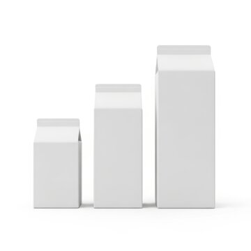 Three milk cartons isolated on white background