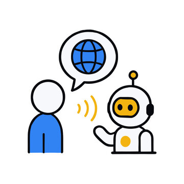 AI language learning ai education icon vector