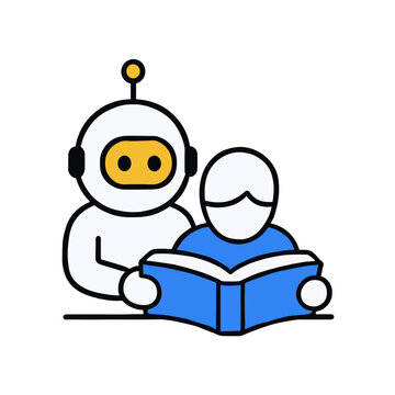 AI reading tutor ai education icon vector