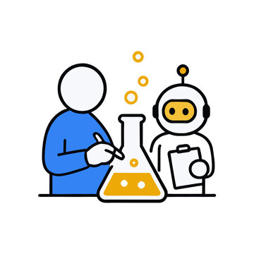 Science lab with AI ai education icon vector