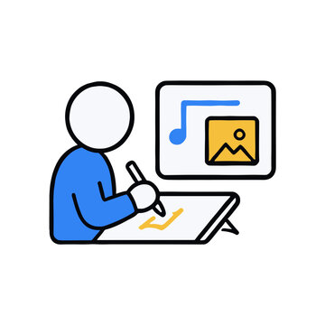 Creative media learning ai education icon vector