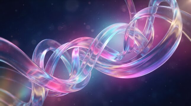 Vibrant neon ribbons swirling in abstract cosmic space with glowing energy effects