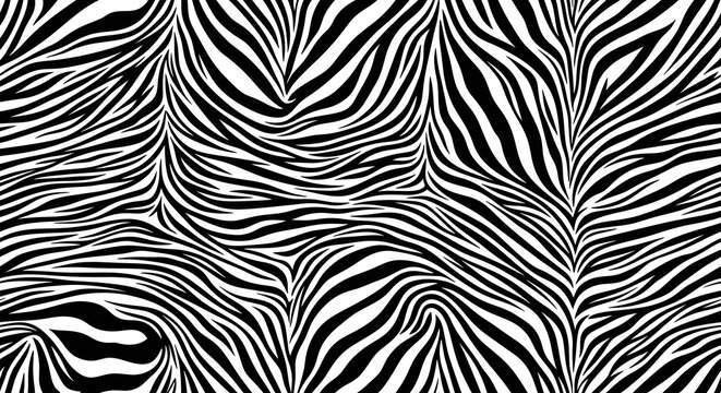 Seamless black and white zebra skin pattern for fashion and textile design