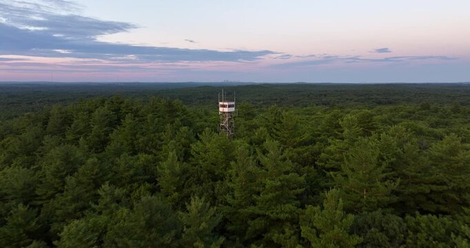Sunset Aerial View of Snow Hill in Dover Massachusetts