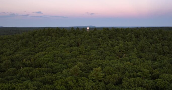 Sunset Aerial View of Snow Hill in Dover Massachusetts
