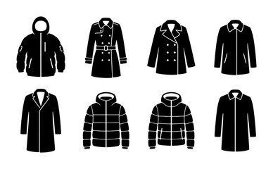 Winter Coats Collection, Fashion Outerwear Icons, Apparel Vector Set, Clothing Garments © Diganto