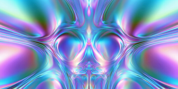 The Surface That Shifts In Iridescent Motion As Metallic Color Folds Into A Symmetrical Fluid Glow, ai generated.