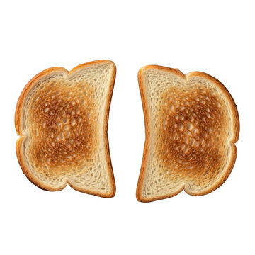 Two toasted bread slices isolated on transparent background