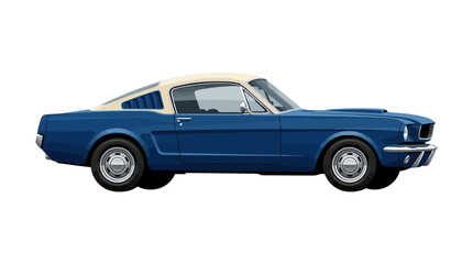 Fototapeta premium Classic American Muscle Car Illustration on White Background
