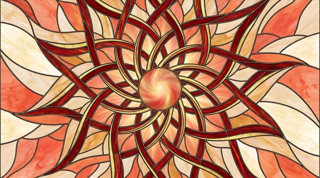 Vibrant abstract stained glass mandala pattern design