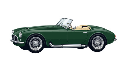 Fototapeta premium Stylish Green Classic Sports Car Illustration