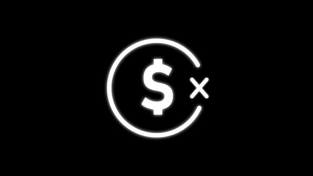Animated dollar sign with checkmark and cross financial transaction success and failure concepts money