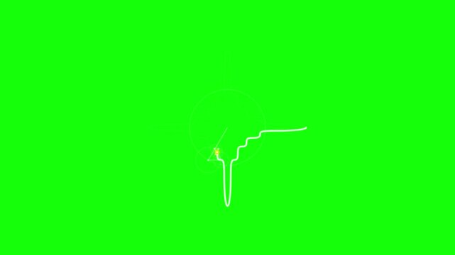 Abstract glowing line path with sparkle on green screen thin moving