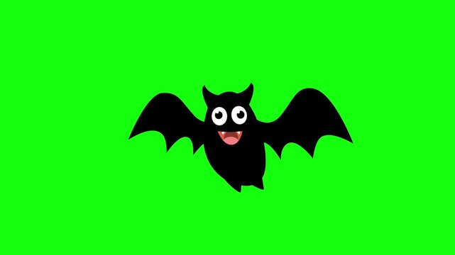 Flying Bat on Green Screen Chroma Key Halloween Animation 4K