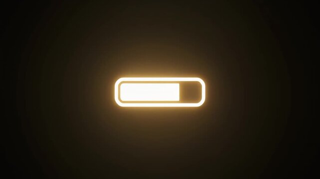Glowing orange progress bar with a partially filled rectangle against a dark, smoky, out-of-focus background