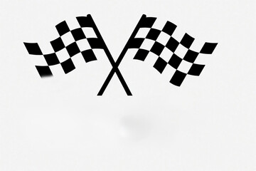 Fototapeta premium Two checkered flags crossed symbolize victory and finish line. Concept for racing achievement, competition end and success. Motivational banner for winners.