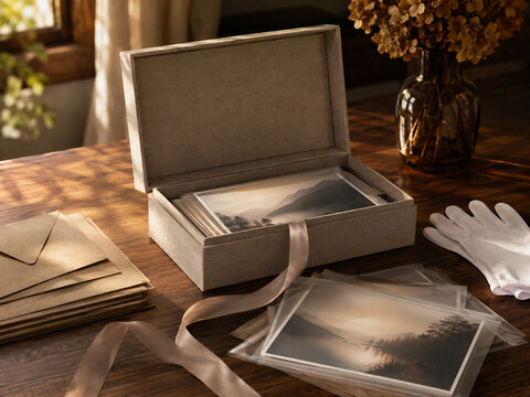 Premium personal archive memory box for keepsake and photo storage