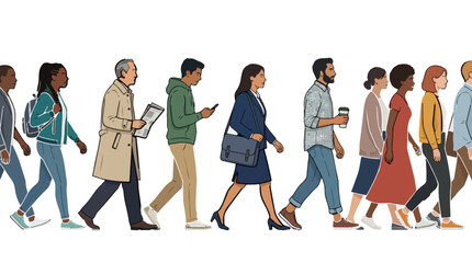 Obraz premium Colored people walking elevation illustration set for architecture rendering vector
